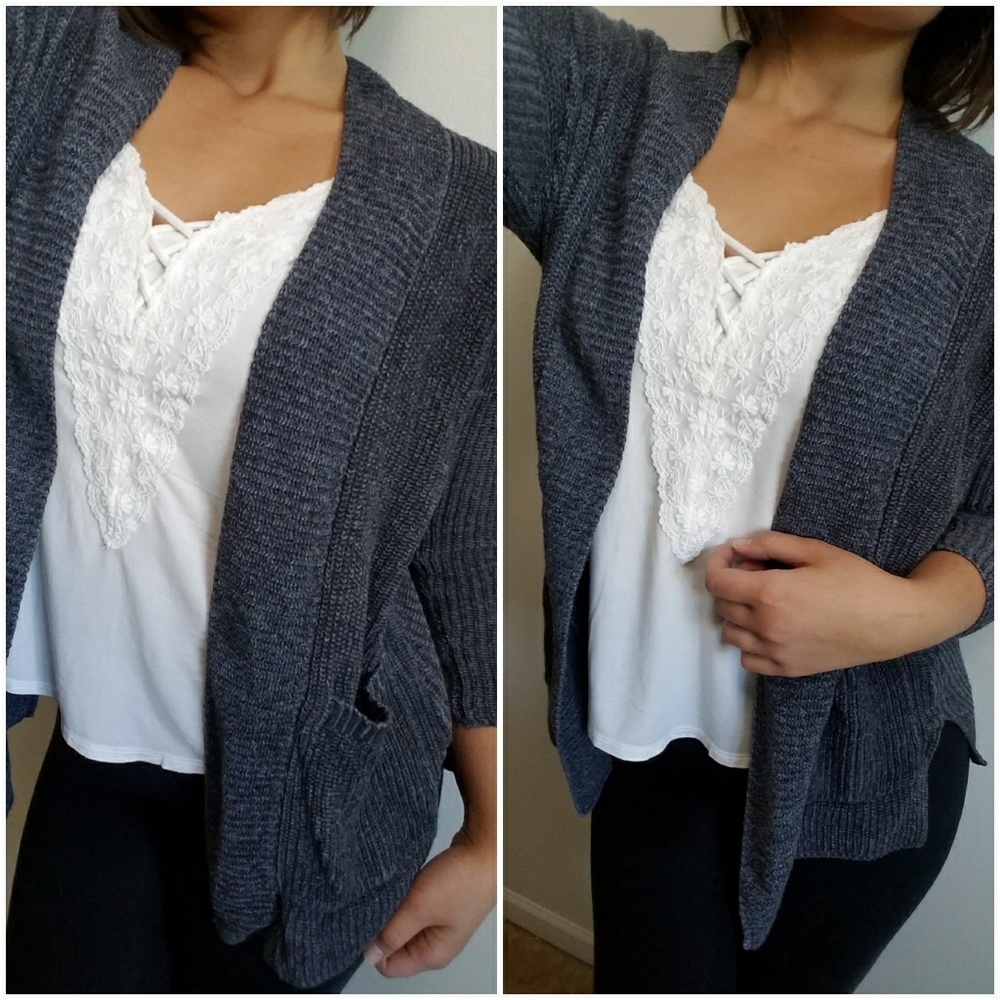 AEO Charcoal Knit Cardigan